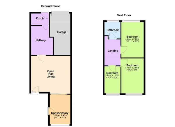 Floor Plan Image for 3 Bedroom Semi-Detached House for Sale in Lindon Road, Brownhills, Walsall WS8 7BH