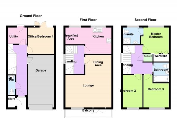 Floor Plan Image for 4 Bedroom Terraced House for Sale in Heron Close, Brownhills, Walsall WS8 6EH