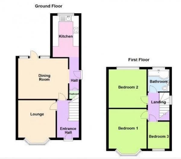 Floor Plan Image for 3 Bedroom Semi-Detached House for Sale in Brook Lane, Walsall Wood, WS9 9NA