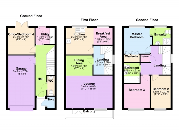 Floor Plan Image for 4 Bedroom Terraced House for Sale in Heron Close, Walsall