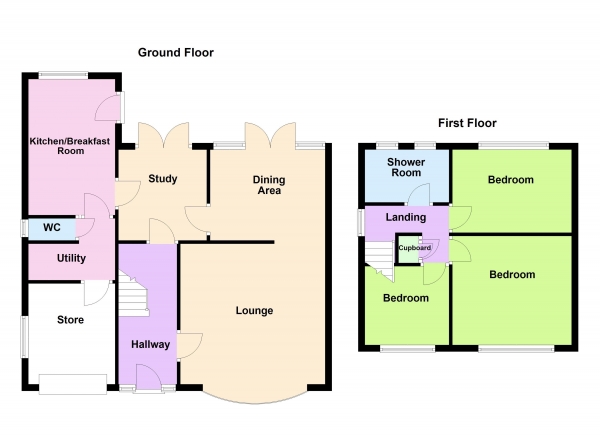 Floor Plan Image for 3 Bedroom Detached House for Sale in Hillside, Brownhills, Walsall WS8 7AF