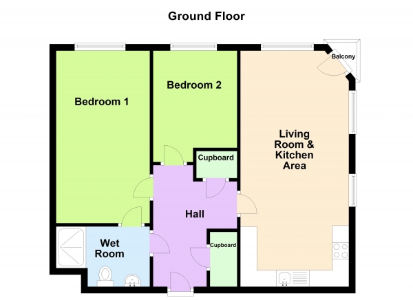 Floor Plan Image for 2 Bedroom Apartment for Sale in Knaves Court, High Street, Brownhills, WS8 6DJ