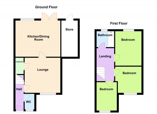 Floor Plan Image for 3 Bedroom Semi-Detached House for Sale in Bell Heather Road, Clayhanger, Walsall WS8 7RB