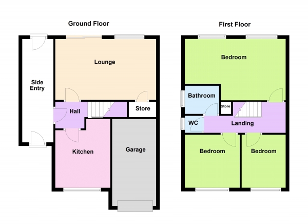 Floor Plan Image for 3 Bedroom Semi-Detached House for Sale in Lindon Road, Brownhills, Walsall WS8 7BH