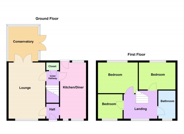 Floor Plan Image for 3 Bedroom Terraced House for Sale in Second Avenue,  Brownhills, Walsall.  WS8 6JJ