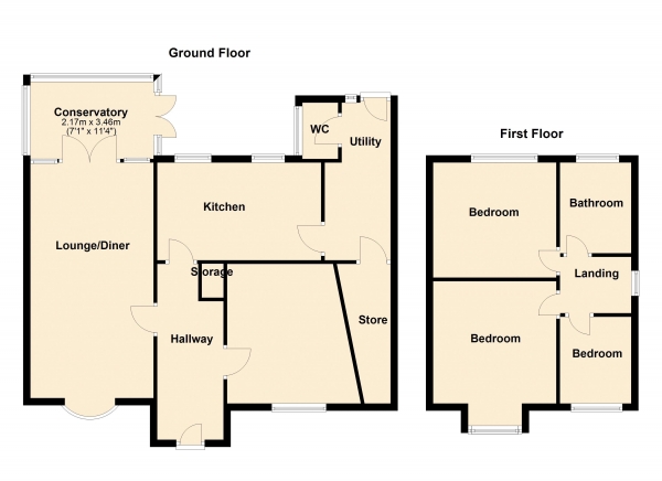 Floor Plan Image for 3 Bedroom Semi-Detached House for Sale in Chapel Avenue, Brownhills West,  Walsall WS8 7NT