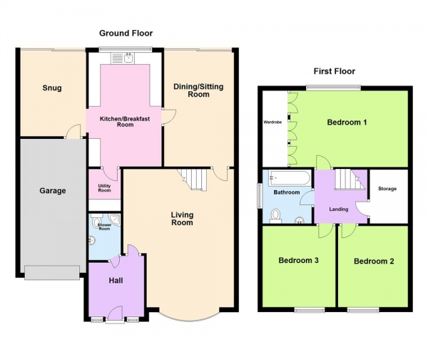 Floor Plan Image for 3 Bedroom Detached House for Sale in Stour Close, Burntwood, WS7 9JY