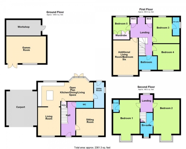 Floor Plan Image for 5 Bedroom Detached House for Sale in Barbary Grange, Stafford, ST17 4NS