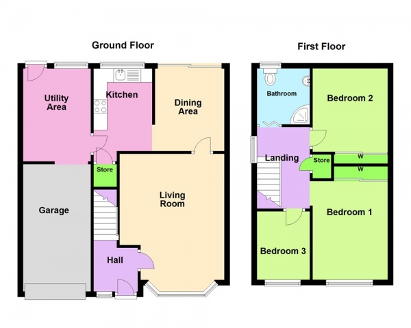 Floor Plan Image for 3 Bedroom Semi-Detached House for Sale in Langholm Drive, Cannock, WS12 2TP