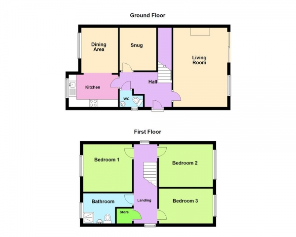 Floor Plan Image for 3 Bedroom Semi-Detached House for Sale in Franklin Drive, Burntwood, WS7 0DA