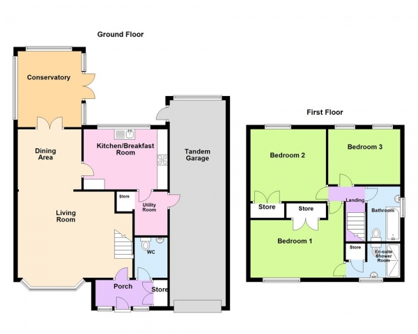 Floor Plan Image for 3 Bedroom Detached House for Sale in Canterbury Drive, Burntwood, WS7 9JX