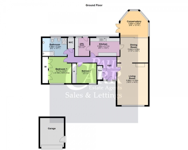 Floor Plan Image for 2 Bedroom Detached Bungalow for Sale in Sevens Road, Prospect Village, WS12 0QA