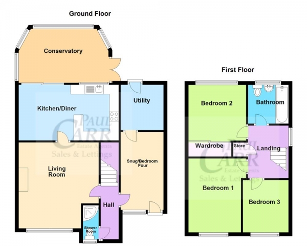 Floor Plan Image for 3 Bedroom Semi-Detached House for Sale in Fives Grove, Burntwood, WS7 1FN