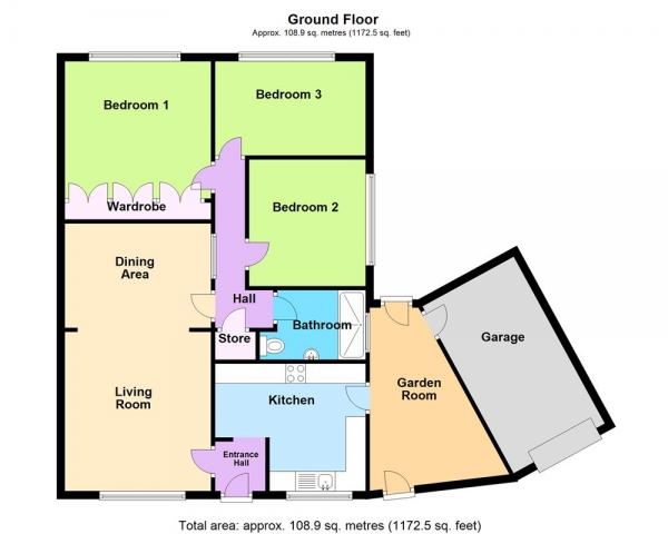 Floor Plan Image for 3 Bedroom Semi-Detached Bungalow for Sale in Brooklyn Road, Burntwood, WS7 4SJ