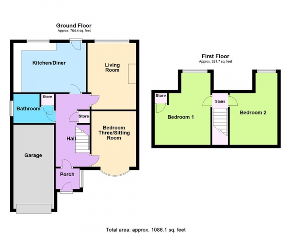 Floor Plan Image for 3 Bedroom Semi-Detached Bungalow for Sale in Thornfield Crescent, Burntwood, WS7 2JB