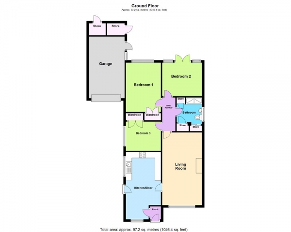 Floor Plan Image for 3 Bedroom Detached Bungalow for Sale in Forge Close, Hammerwich, WS7 0JH