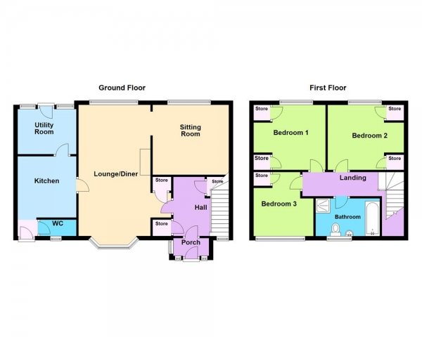 Floor Plan for 3 Bedroom Semi-Detached House for Sale in Oakdene Road, Burntwood, WS7 4SA, WS7, 4SA - OIRO &pound199,950