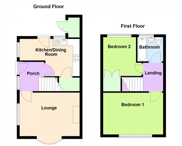 Floor Plan for 2 Bedroom Semi-Detached House for Sale in Hudson Drive, Burntwood, WS7 0EW, WS7, 0EW - OIRO &pound215,000