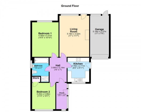 Floor Plan Image for 2 Bedroom Detached Bungalow for Sale in Ashmead Road, Burntwood, WS7 2DU