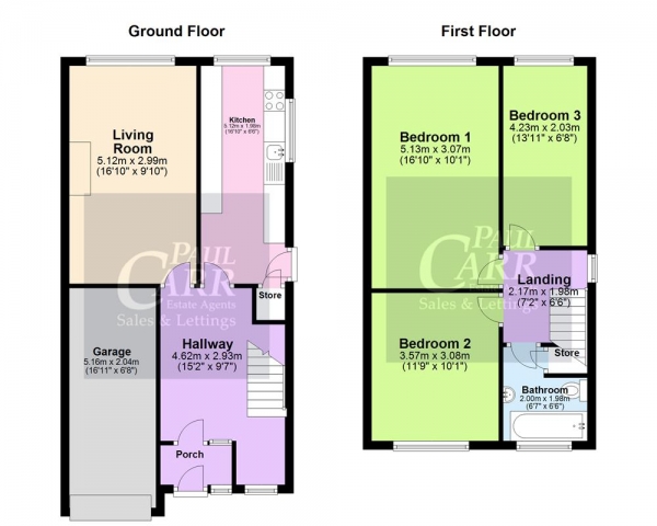 Floor Plan Image for 3 Bedroom Semi-Detached House for Sale in Manor Rise, Burntwood, WS7 4TR