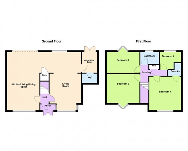 Floor Plan Image for 4 Bedroom Detached House for Sale in Huntsmans Gate, Burntwood, WS7 9LL