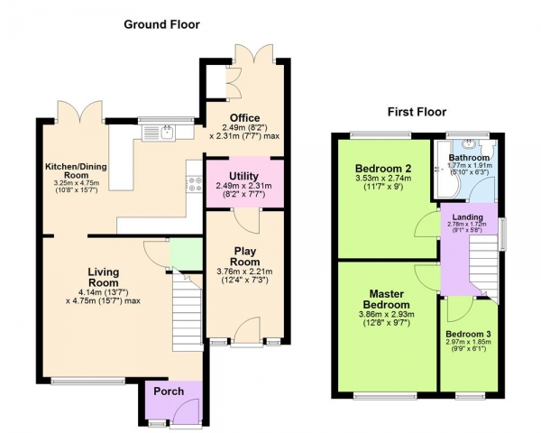 Floor Plan Image for 3 Bedroom Detached House for Sale in Holly Grove Lane, Burntwood