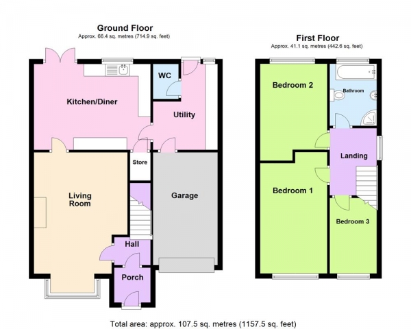 Floor Plan Image for 3 Bedroom Semi-Detached House for Sale in Shaw Drive, Burntwood, WS7 2JE