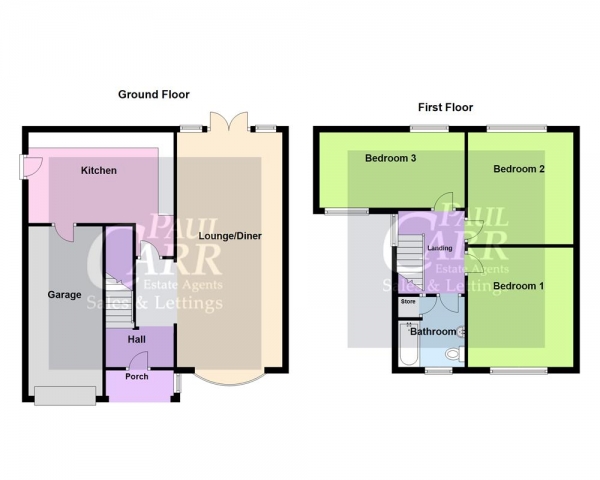 Floor Plan for 3 Bedroom Semi-Detached House for Sale in Halston Road, Burntwood, WS7 2DY, WS7, 2DY - OIRO &pound270,000