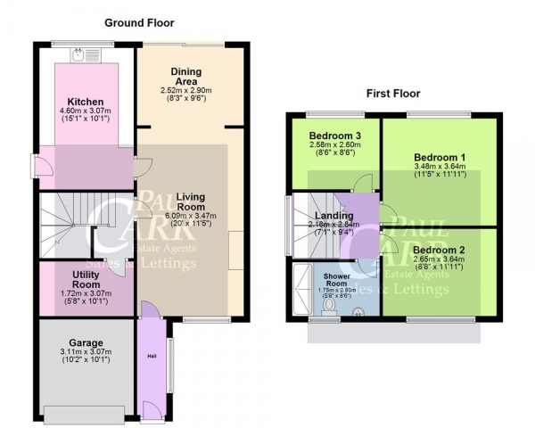 Floor Plan Image for 3 Bedroom Semi-Detached House for Sale in Carlton Crescent, Burntwood, WS7 2EP