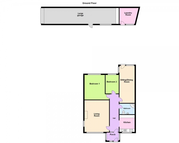 Floor Plan for 2 Bedroom Detached Bungalow for Sale in Crane Drive, Burntwood, WS7 4SW, WS7, 4SW - OIRO &pound315,000