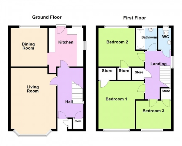 Floor Plan Image for 3 Bedroom Semi-Detached House for Sale in Redwood Drive, Burntwood, WS7 2AS