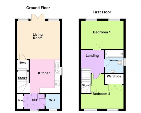 Floor Plan Image for 2 Bedroom Semi-Detached House for Sale in Vaughan Way, Burntwood, WS7 0AH