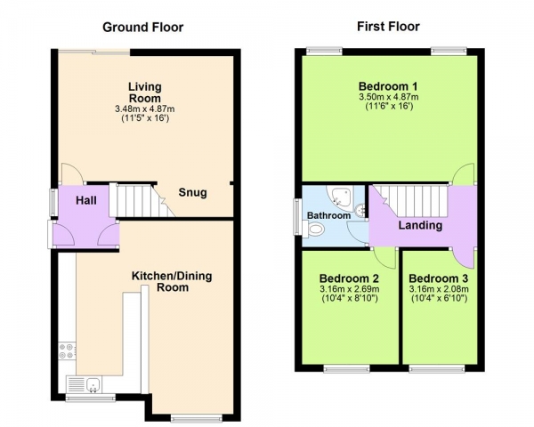 Floor Plan Image for 3 Bedroom Semi-Detached House for Sale in Chase Road, Burntwood