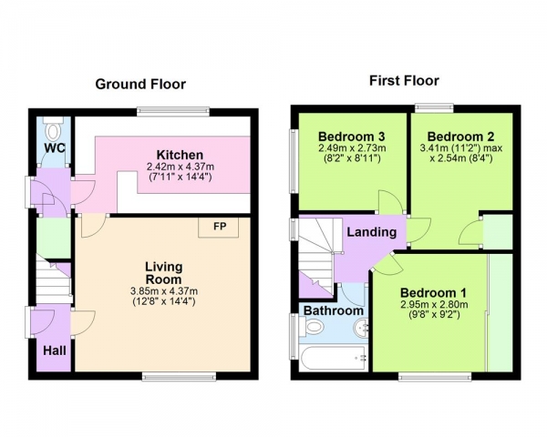 Floor Plan Image for 3 Bedroom Semi-Detached House for Sale in The Crescent, Burntwood, WS7 2PA