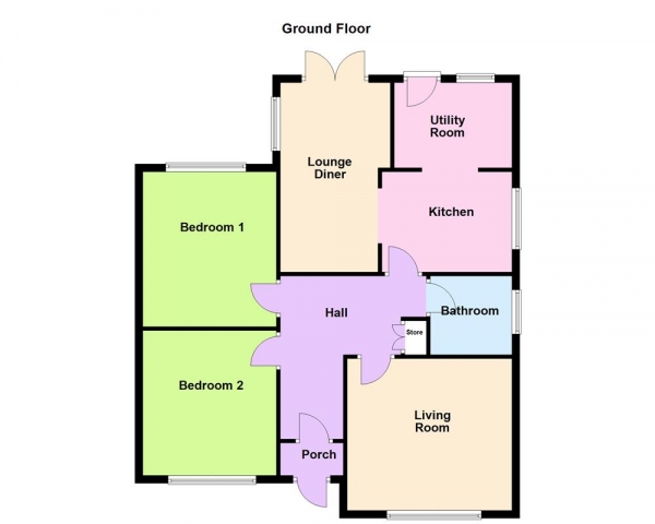 Floor Plan Image for 2 Bedroom Semi-Detached Bungalow for Sale in Norton Terrace, Norton Canes, Cannock WS11 9RY