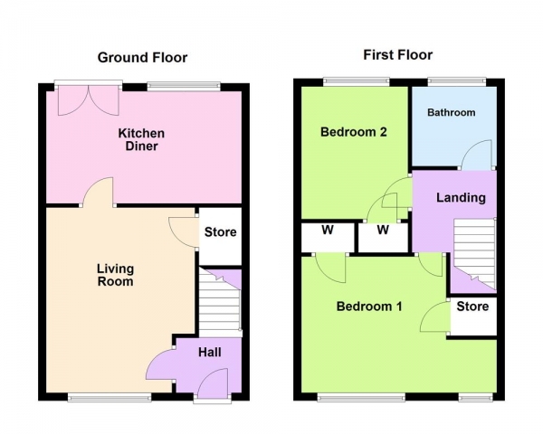 Floor Plan for 2 Bedroom End of Terrace House for Sale in Chaselands, Burntwood, WS7 3UZ, WS7, 3UZ - Offers in Excess of &pound190,000