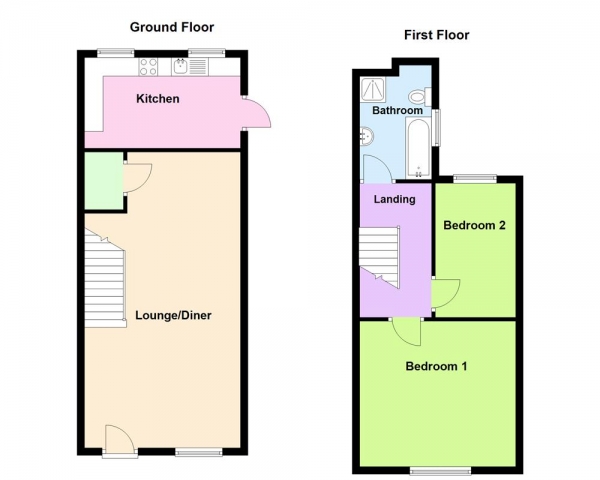 Floor Plan Image for 2 Bedroom Semi-Detached House for Sale in Chase Road, Burntwood, WS7 0DY