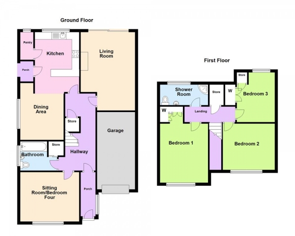 Floor Plan Image for 3 Bedroom Semi-Detached Bungalow for Sale in Deerfold Crescent, Burntwood, WS7 9AX