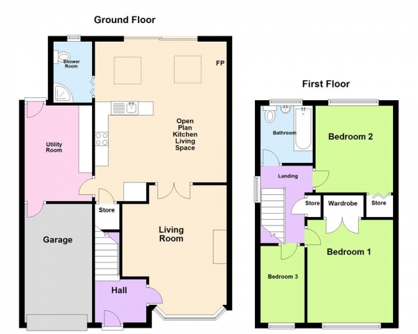 Floor Plan Image for 3 Bedroom Detached House for Sale in Penk Drive, Burntwood, WS7 9JT