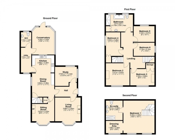 Floor Plan Image for 6 Bedroom Detached House for Sale in Lichfield Road, Burntwood, WS7 0HQ