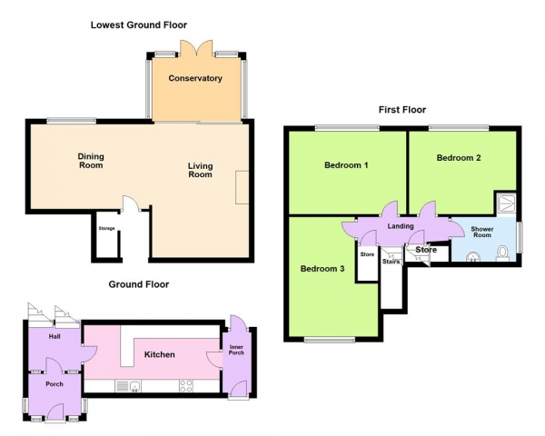 Floor Plan Image for 3 Bedroom Semi-Detached House for Sale in The Ridgeway, Burntwood