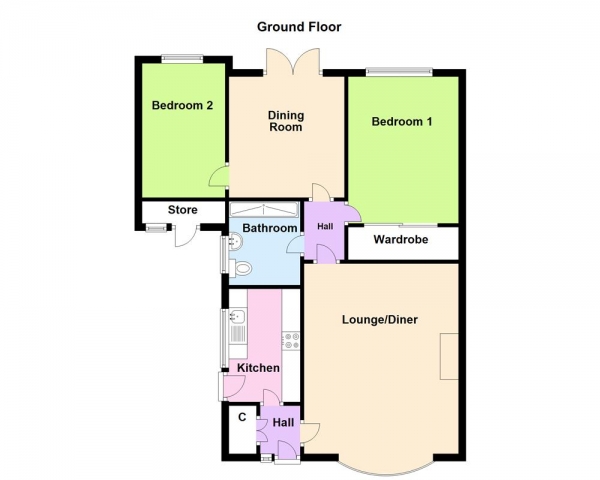 Floor Plan for 2 Bedroom Detached Bungalow for Sale in Braemar Drive, Erdington, Birmingham, B23 7HW, Erdington, B23, 7HW - OIRO &pound255,000