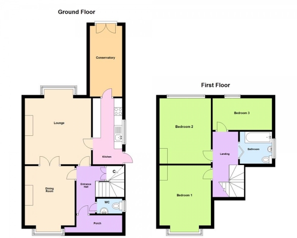 Floor Plan Image for 3 Bedroom Semi-Detached House for Sale in Court Lane, Erdington, Birmingham, B23 5JX