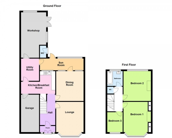 Floor Plan Image for 3 Bedroom Semi-Detached House for Sale in Court Lane, Erdington, Birmingham, B24 0DE