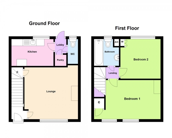 Floor Plan Image for 2 Bedroom Terraced House for Sale in Chipstead Road, Erdington, Birmingham, B23 5EY