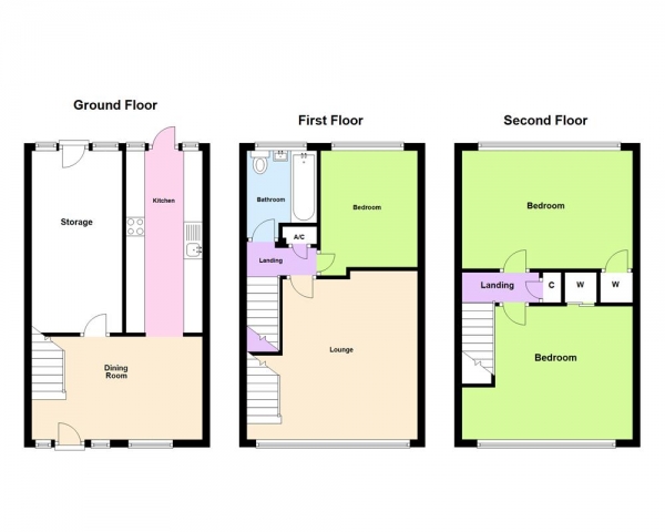 Floor Plan Image for 3 Bedroom Terraced House for Sale in Ainsdale Gardens, Erdington, Birmingham, B24 0EP