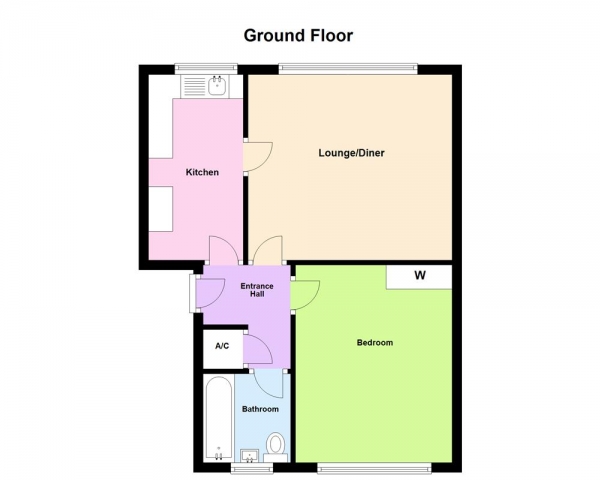Floor Plan for 1 Bedroom Apartment for Sale in South Grove, Erdington, Birmingham, B23 6NT, Erdington, B23, 6NT - OIRO &pound105,000