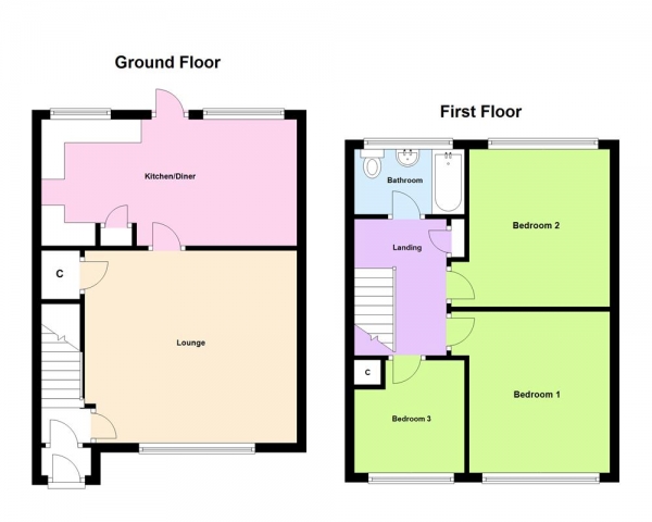 Floor Plan Image for 3 Bedroom End of Terrace House for Sale in Turnhouse Road, Castle Vale, Birmingham, B35 6PS