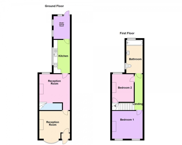 Floor Plan Image for 2 Bedroom Terraced House for Sale in Spring Hill, Erdington, Birmingham, B24 9AE