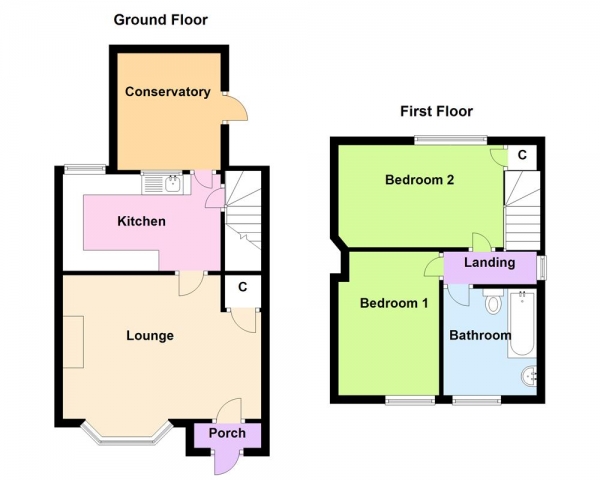 Floor Plan Image for 2 Bedroom End of Terrace House for Sale in Inland Road, Erdington, Birmingham, B24 9TD